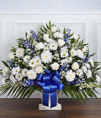 Blue & White Sympathy Floor Basket